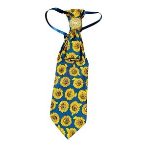 Yves Saint Laurent Blue and Yellow Sunflower Tie